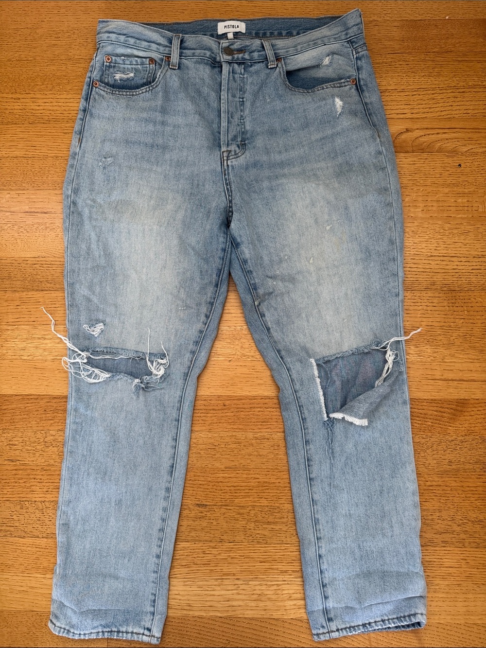 Pistola Light Blue Distressed Boyfriend Jeans